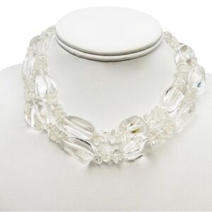 Vintage Signed Clear Quartz Crystal Chunky Beaded Versatile Statement Necklace